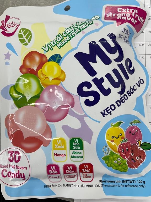 Kẹo dẻo bóc vỏ vị trái cây tổng hợp 120g