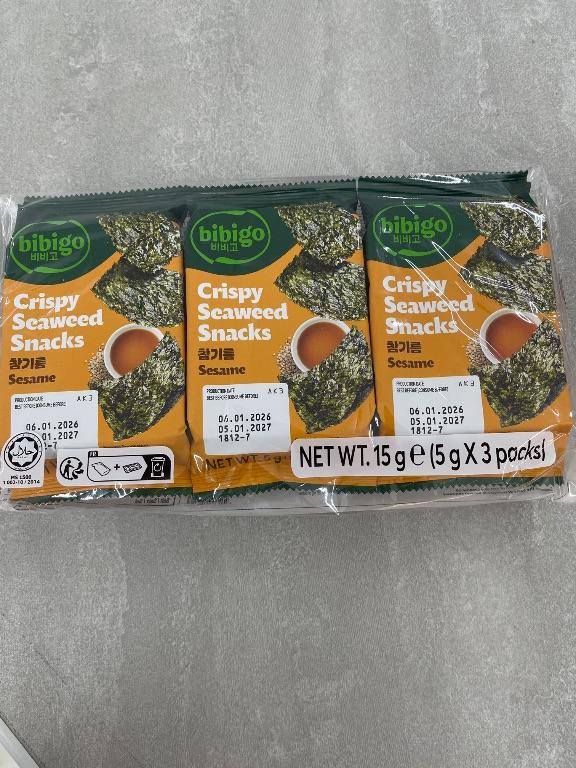 Bibigo Crispy Seaweed Snacks Sesame 15g (5g x 3 gói)