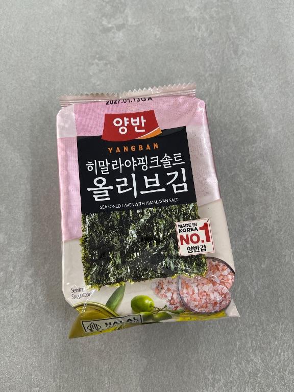 Rong biển sấy khô Yangban vị muối hồng Himalaya và dầu ô liu 40g
