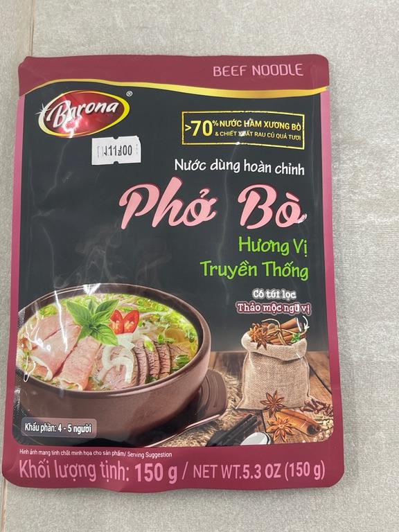 Barona Nước dùng hoàn chỉnh Phở Bò Hương Vị Truyền Thống 150g