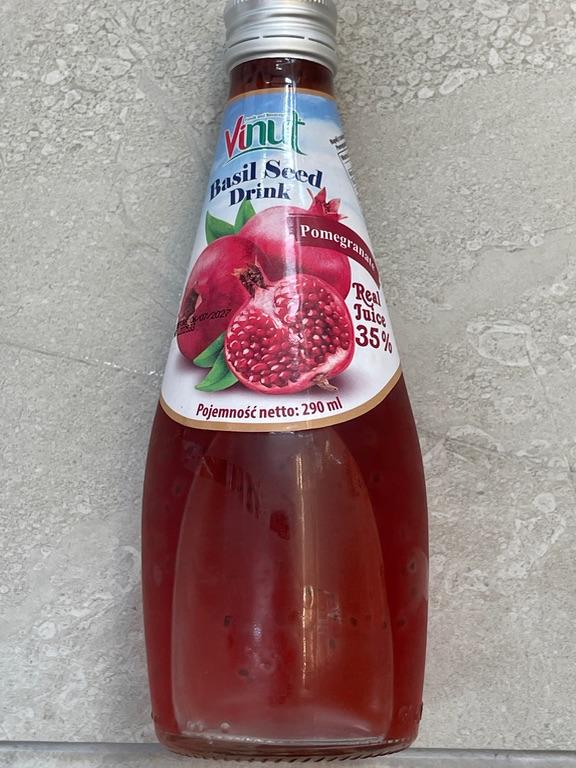 Nước uống hạt húng quế hương lựu Vnut 290ml