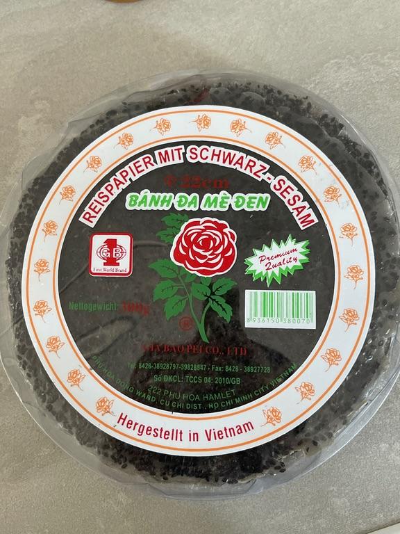 Bánh Đa Mè Đen Reispapier Mit Schwarz-Sesam