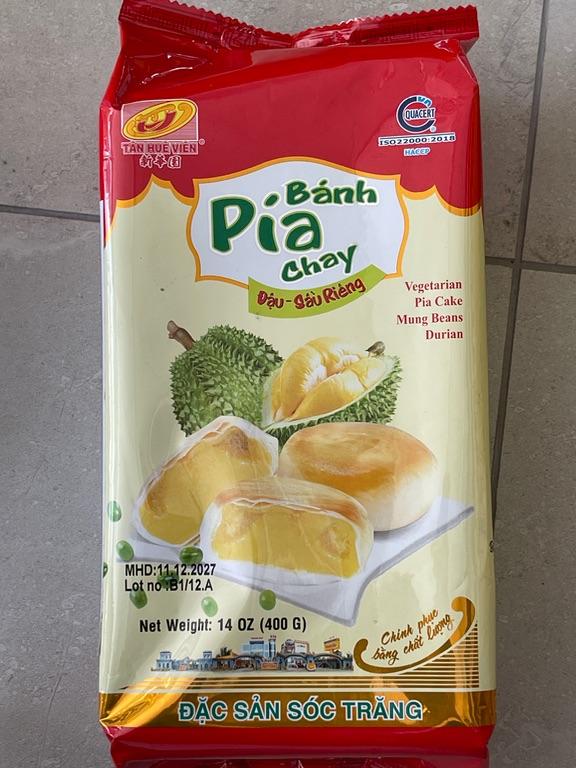 Bánh Pía Chay Đậu Xanh Sầu Riêng Tân Huê Viên 400g