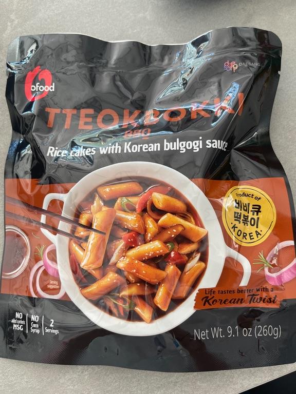 O'Food Tteokbokki BBQ Bánh gạo với sốt Bulgogi Hàn Quốc 260g