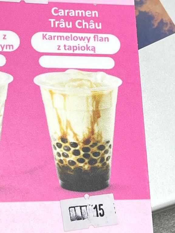 Trà sữa Caramen Trâu Châu vị flan caramel và trân châu khoai mì