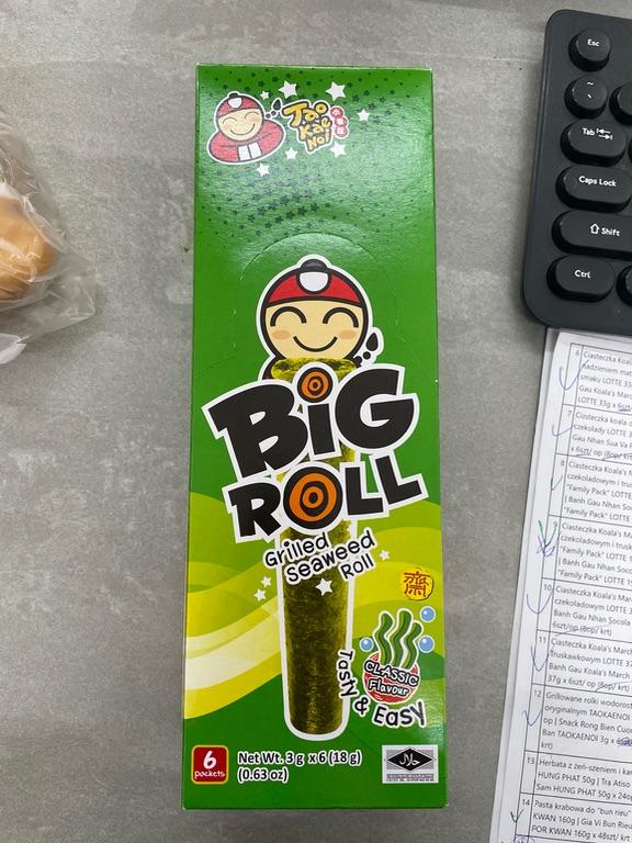 Snack rong biển nướng Big Roll vị cổ điển 18g