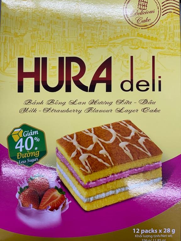 Hura Deli Bánh Bông Lan Hương Sữa - Dâu 336g