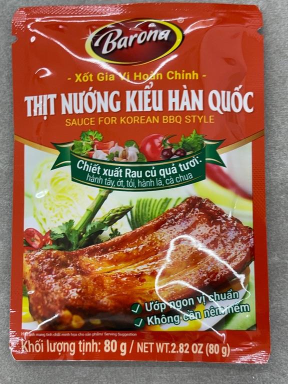 Xốt Gia Vị Hoàn Chỉn Barona Thịt Nướng Kiểu Hàn Quốc 80g